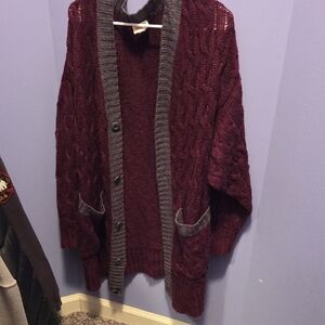 LuLaRoe Purple and Gray Knit Cardigan